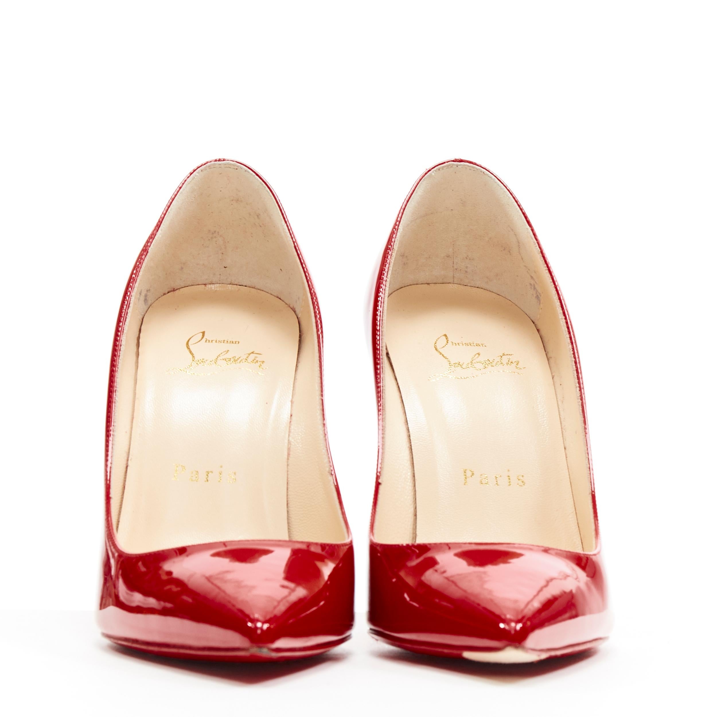 CHRISTIAN LOUBOUTIN Kate 100 R251 Loubi rojo charol pigalle tacón de aguja EU35.5 Rojo