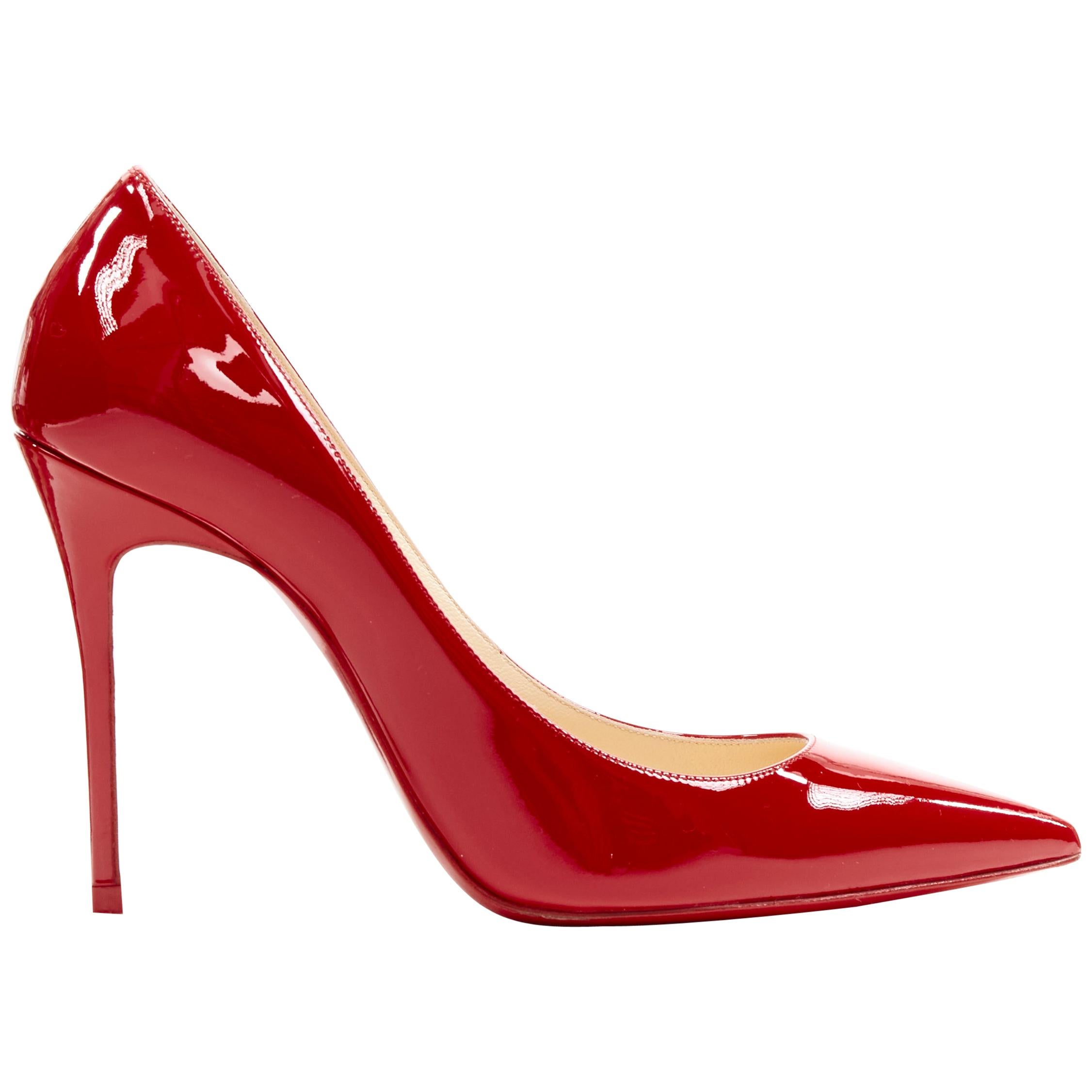 CHRISTIAN LOUBOUTIN Kate 100 R251 Loubi red patent pigalle stiletto pump EU35.5