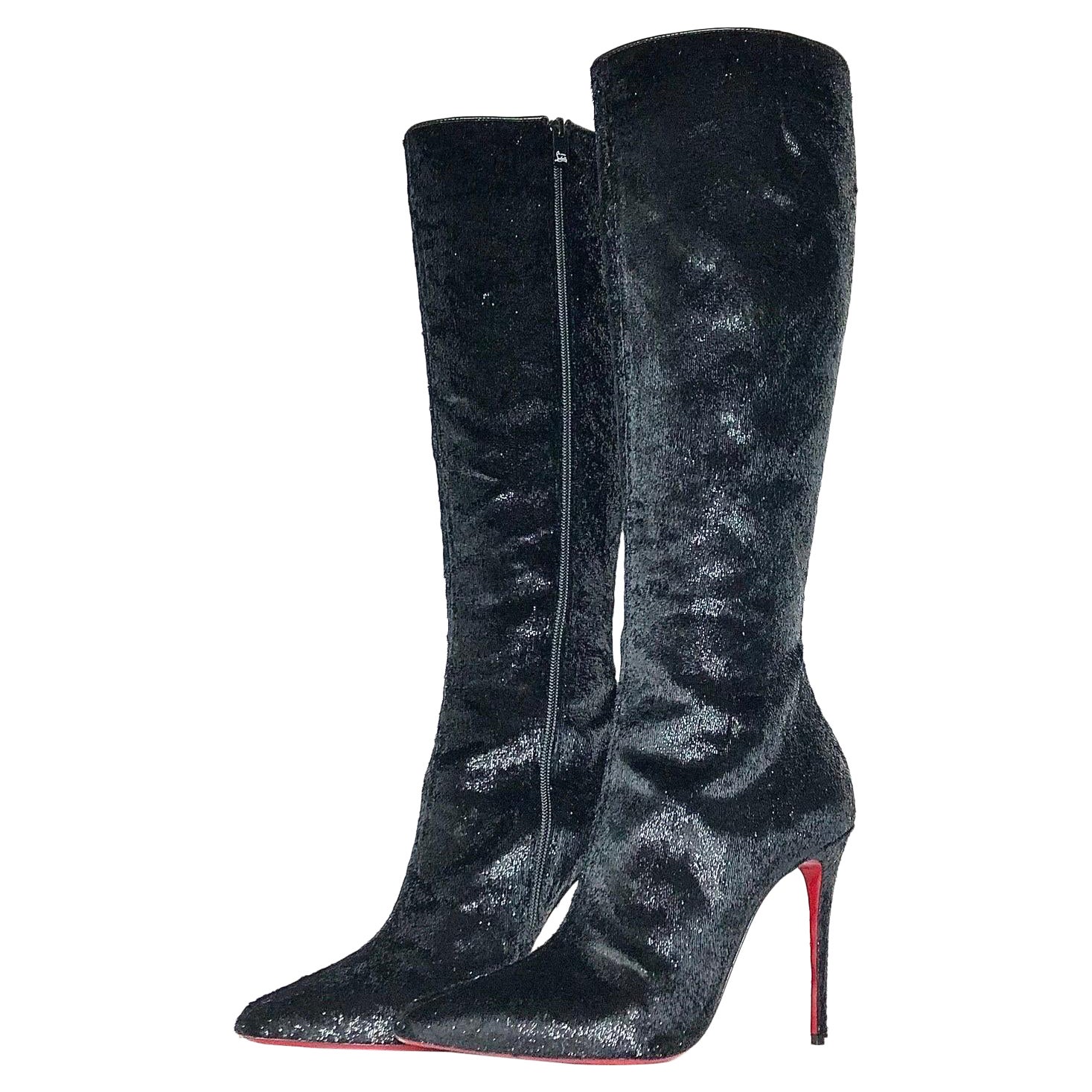 Christian Louboutin Kate Botta 100 Velours Papillon Stivali a Punta 39,5