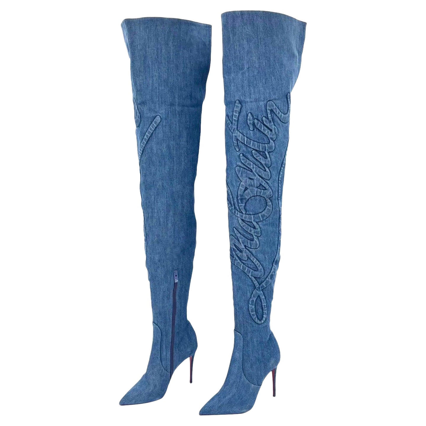 Christian Louboutin Botas altas Kate Botta Alta 100 Loubi Jeans 36.5
