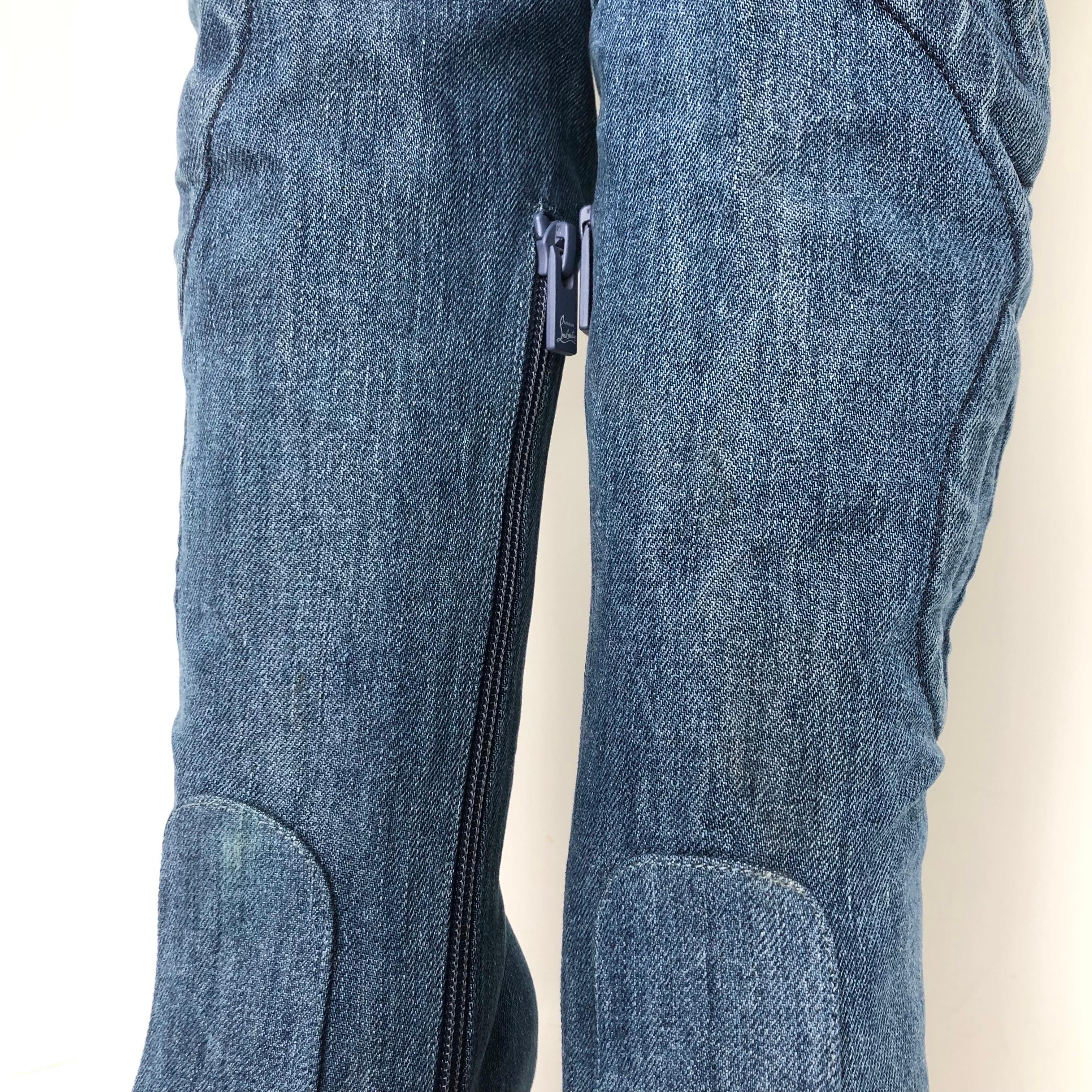 De las mujeres Christian Louboutin Botas vaqueras a la rodilla Kate Botta Alta Loubi Jeans 36.5 en venta