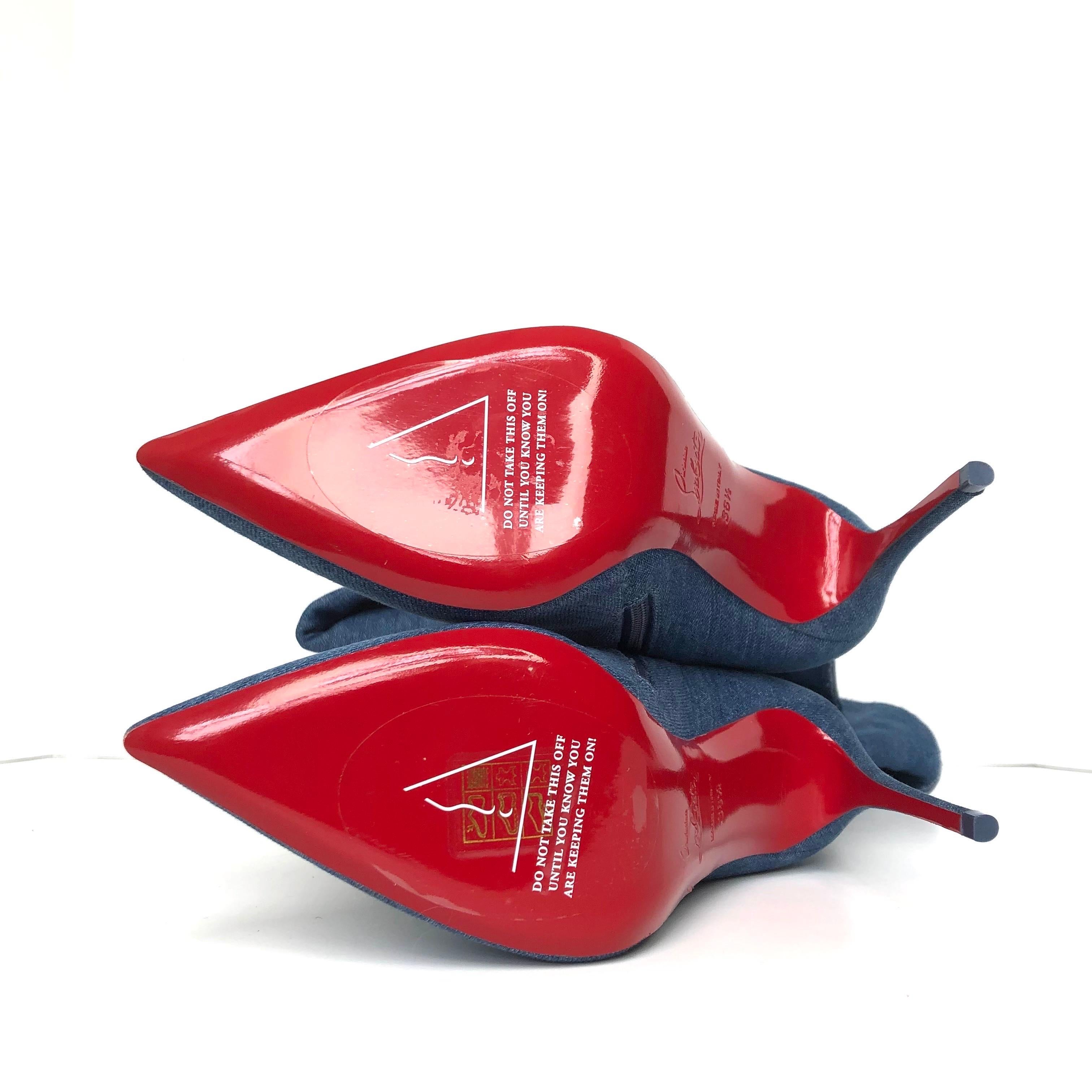 Christian Louboutin Botas vaqueras a la rodilla Kate Botta Alta Loubi Jeans 36.5 en venta 2