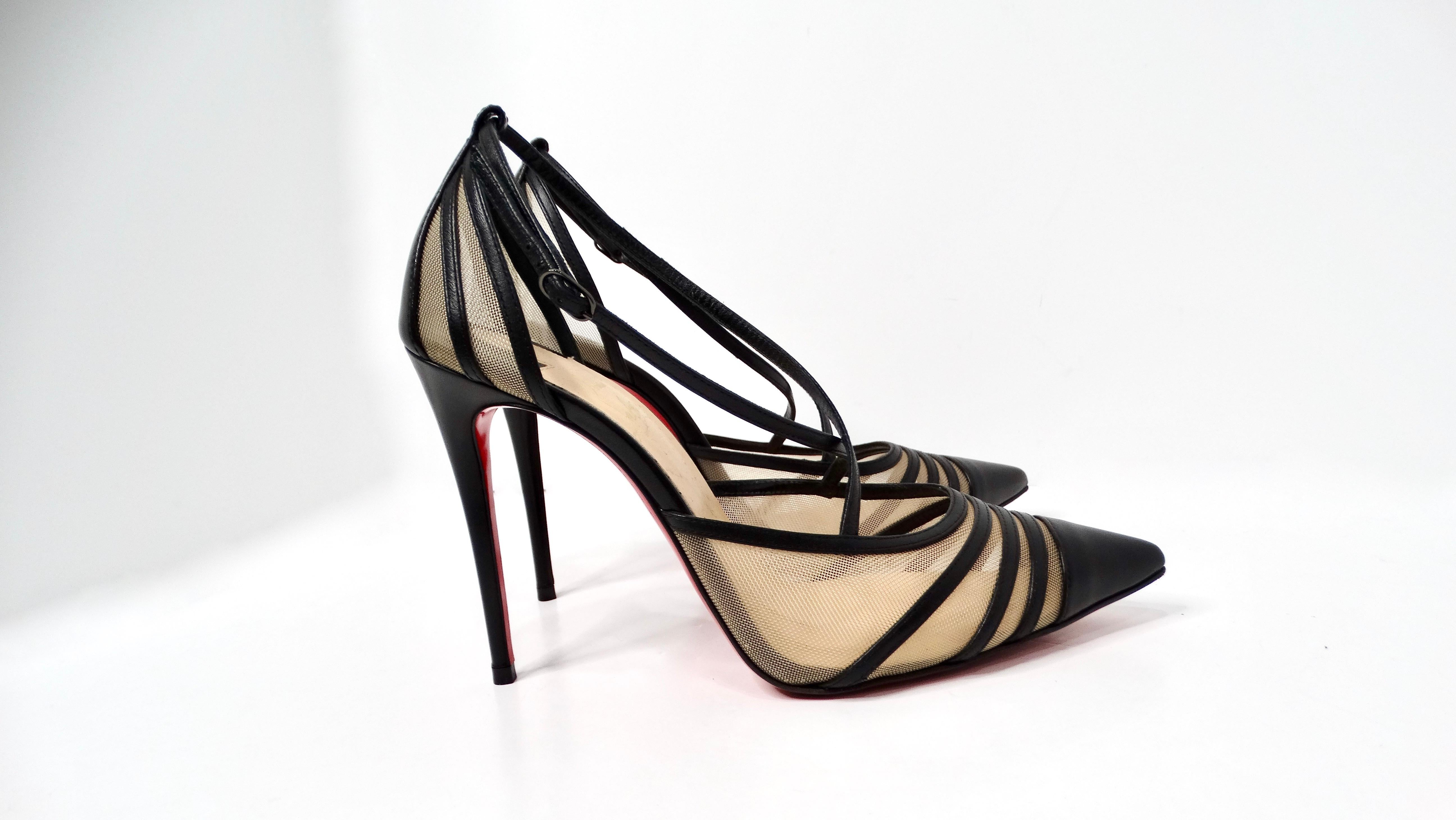 Donna Christian Louboutin Kid Rete Theodorella 100mm Pumps in pelle nera in vendita