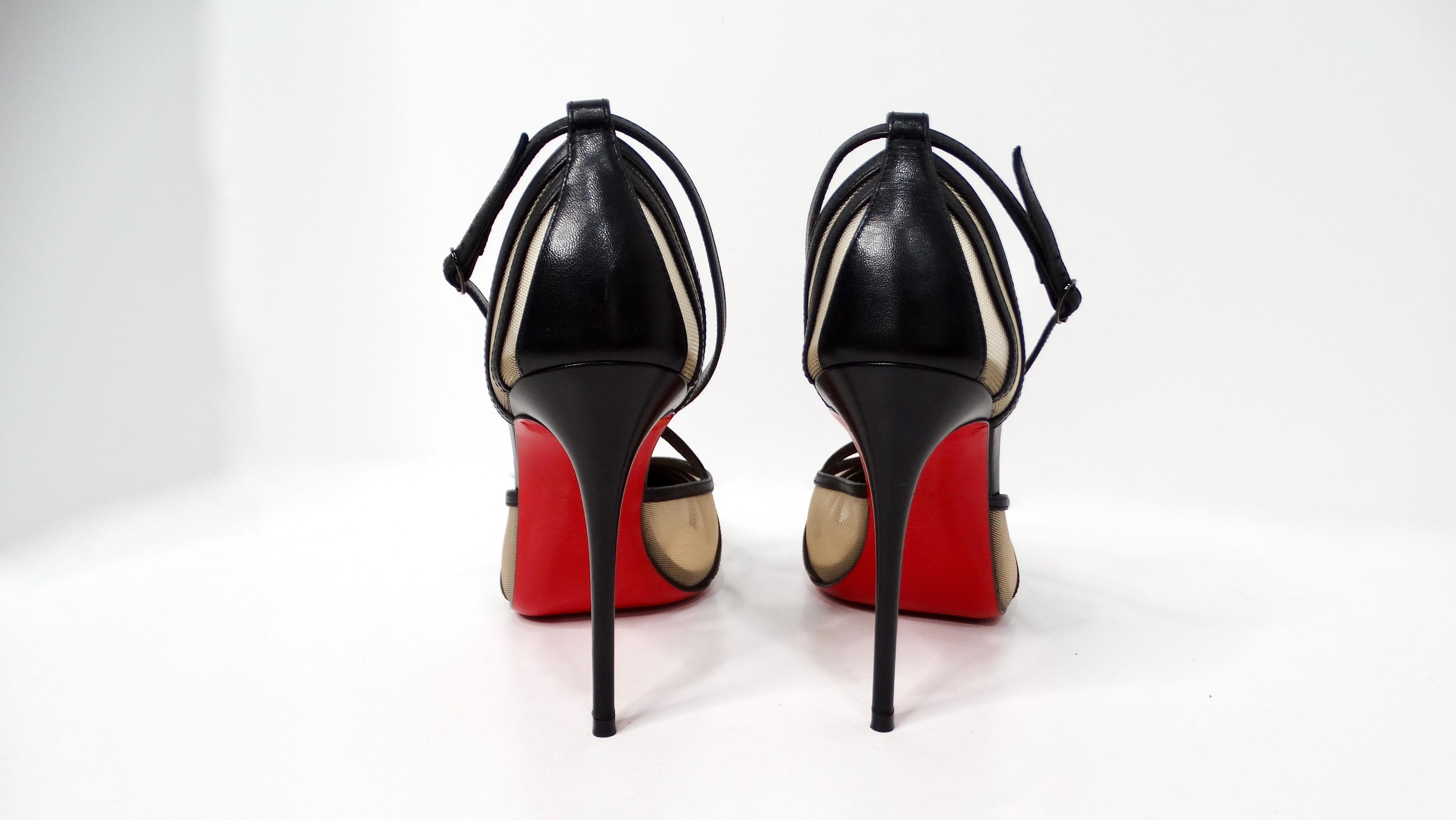 Christian Louboutin Kid Rete Theodorella 100mm Pumps in pelle nera in vendita 1