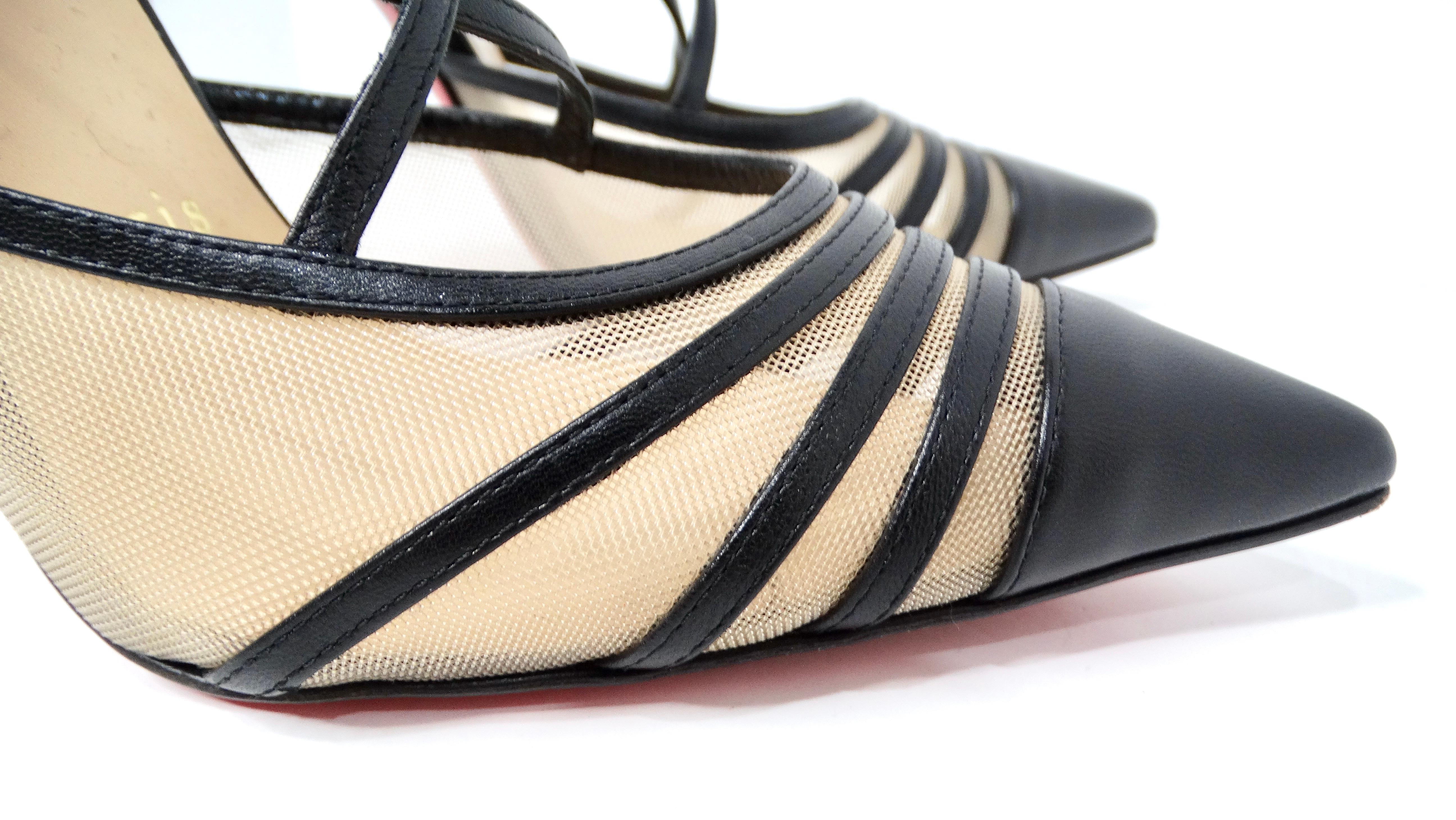 Christian Louboutin Kid Rete Theodorella 100mm Pumps in pelle nera in vendita 2