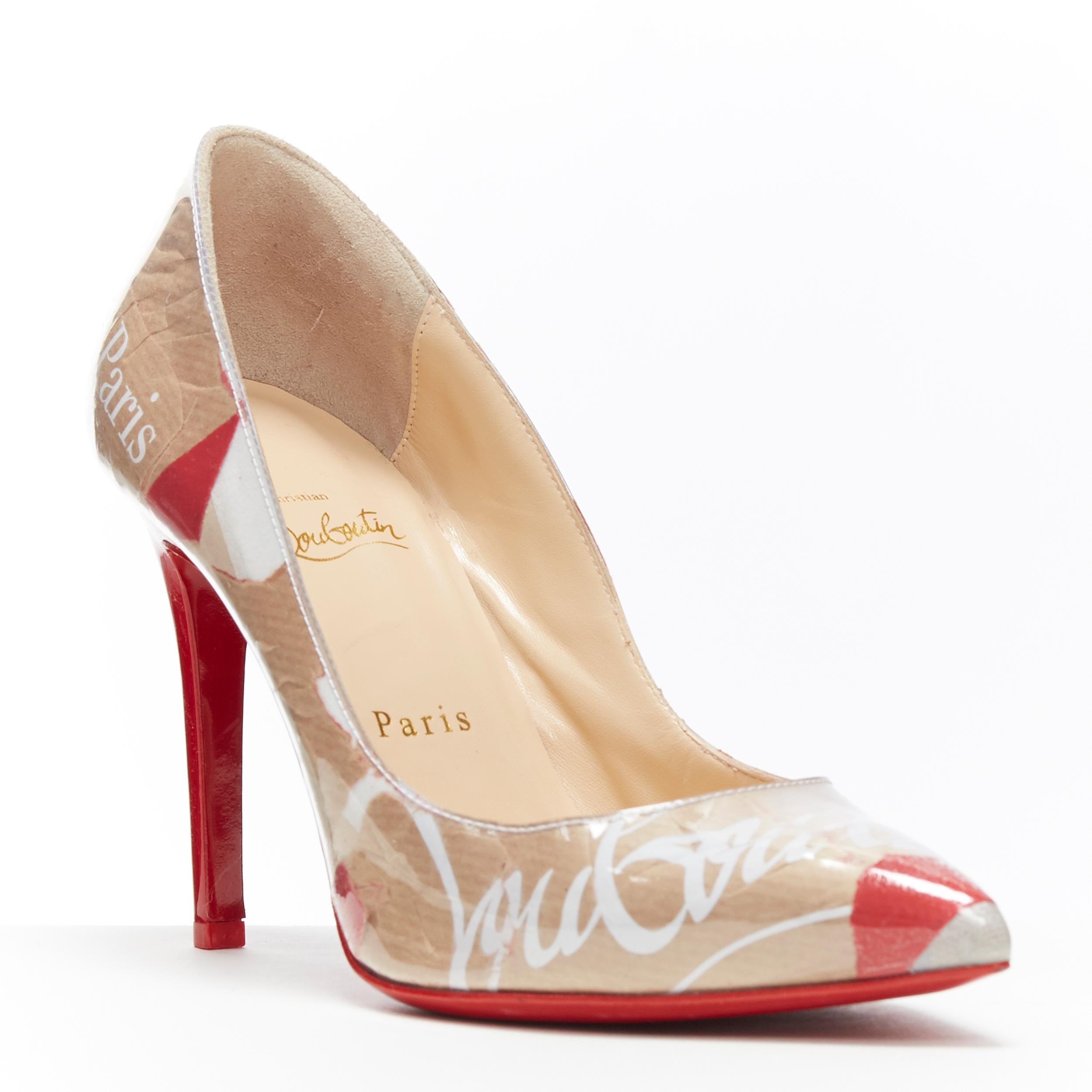 CHRISTIAN LOUBOUTIN Kraft Pigalle Follies 100 PVC laminted paper pump EU37.5
Brand: Christian Louboutin
Designer: Christian Louboutin
Collection: 2019
Model Name / Style: Pigalle Follies 100
Material: PVC
Color: Brown
Pattern: Other; laminated paper