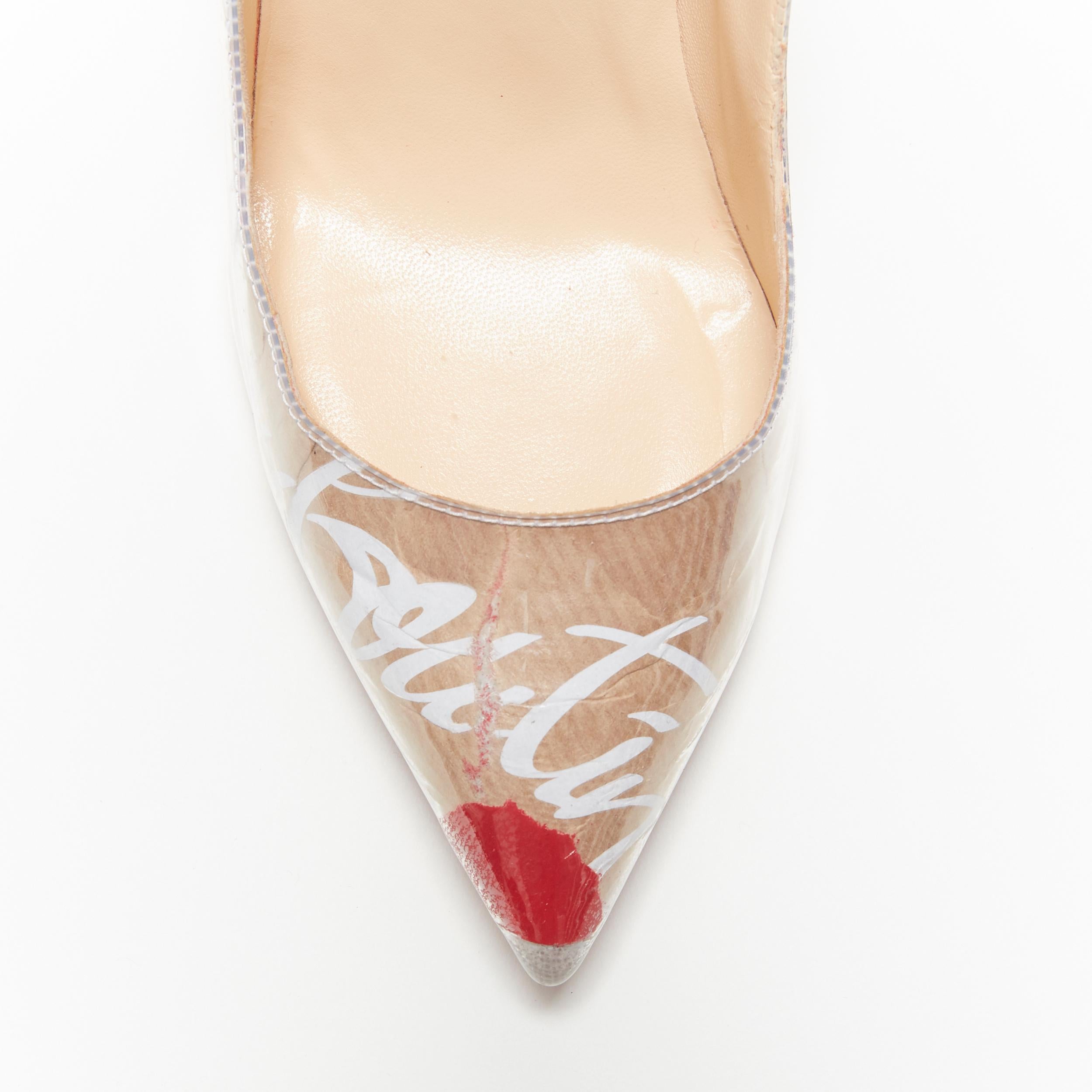 CHRISTIAN LOUBOUTIN Kraft Pigalle Follies 100 PVC laminted paper pump  EU37.5 2