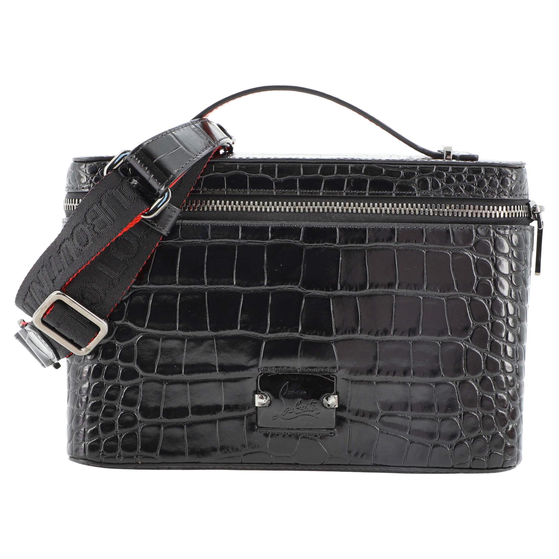 Christian Louboutin Kypipouch Crossbody Bag Crocodile Embossed Leather Small