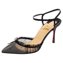 Christian Louboutin Lace and Leather Travalata Pointed-Toe Sandals Size 39.5