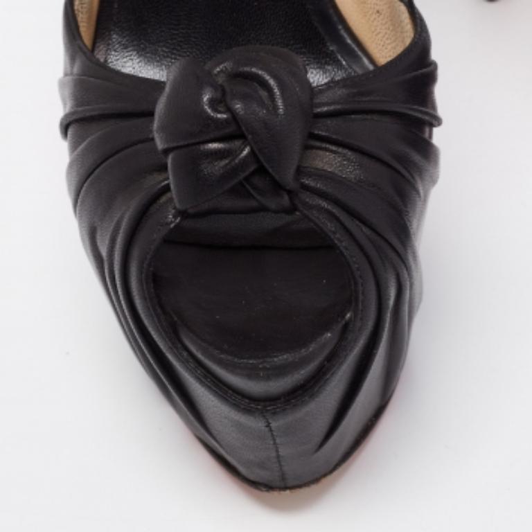 Women's Christian Louboutin Lady Gres Knotted 20th Anniversary Peep-Toe Pumps Size 37 For Sale