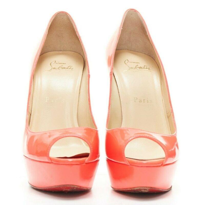 Pink CHRISTIAN LOUBOUTIN Lady Peep 130 fuchsia hot pink platform high heel shoes EU36 For Sale