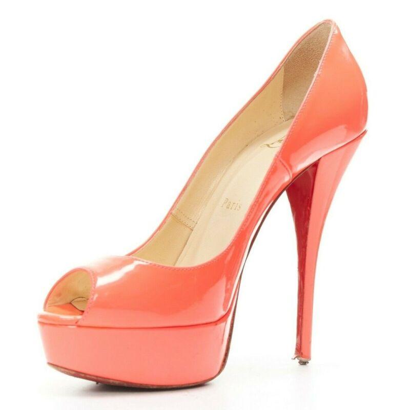 CHRISTIAN LOUBOUTIN Lady Peep 130 fuchsia hot pink platform high heel shoes EU36 In Good Condition For Sale In Hong Kong, NT