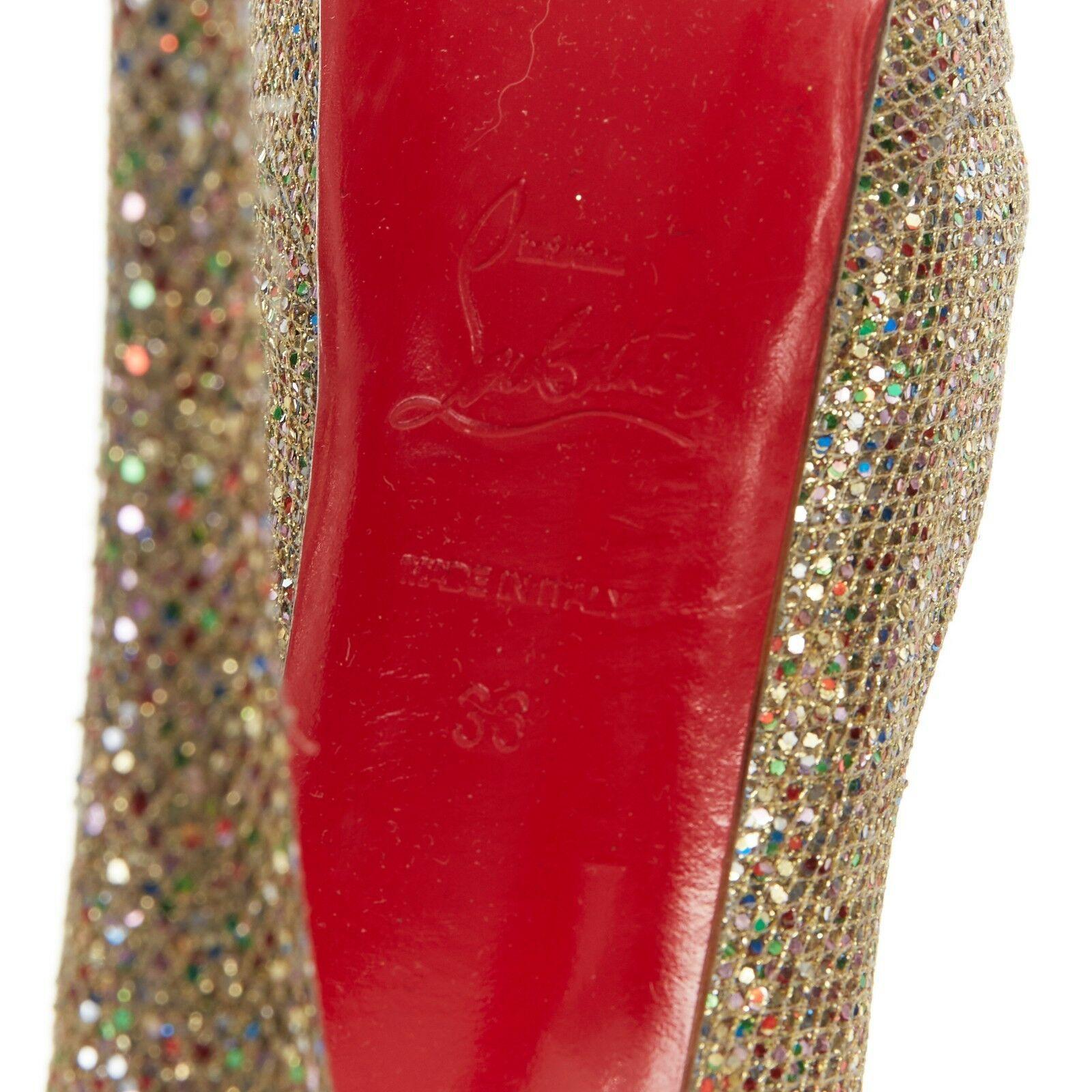CHRISTIAN LOUBOUTIN Lady Peep 150 gold glitter peep toe platform heels EU36 US6 3