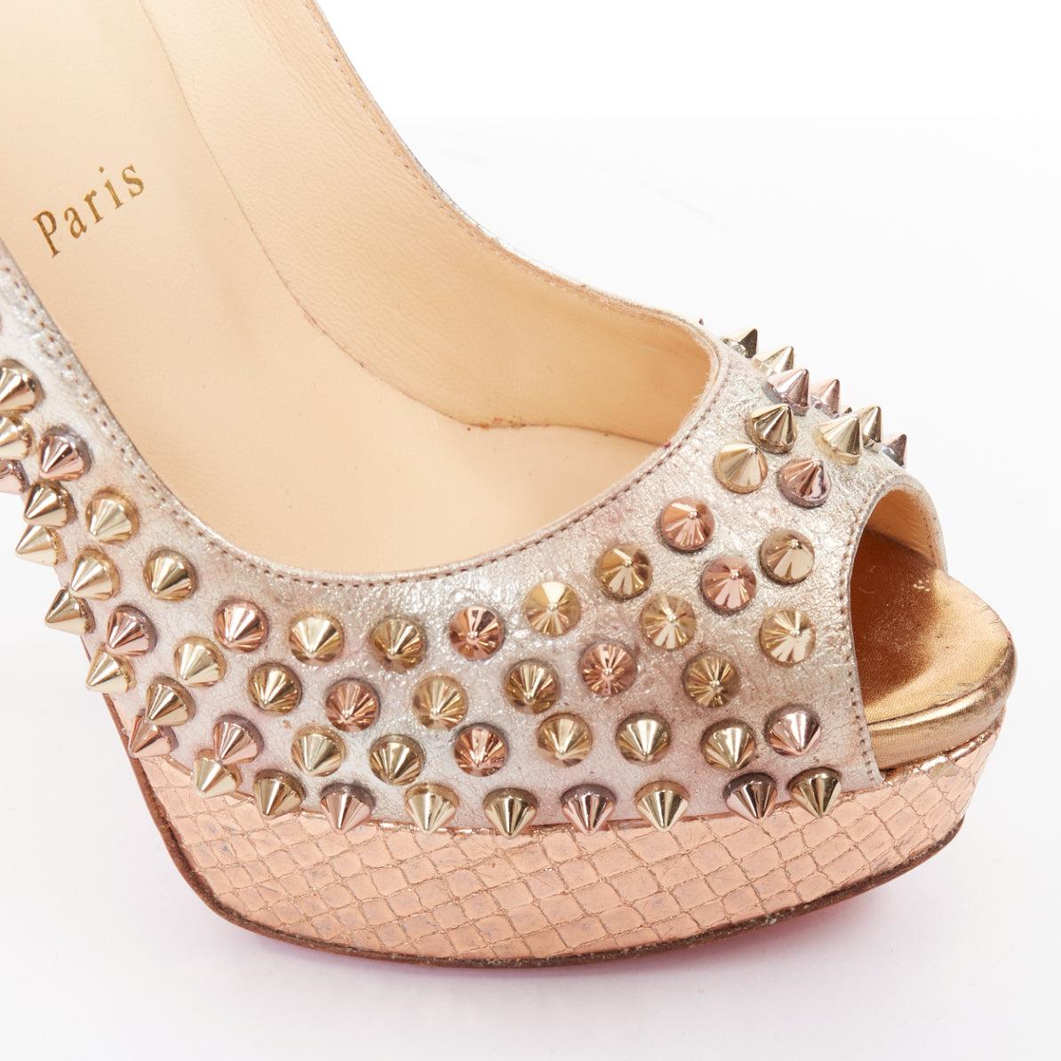 CHRISTIAN LOUBOUTIN Lady Peep 150 zapato peep toe de plataforma con tachuelas metálicas EU38 en venta 2