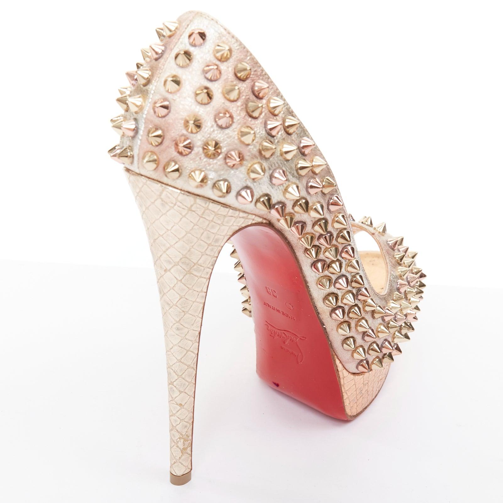 CHRISTIAN LOUBOUTIN Lady Peep 150 zapato peep toe de plataforma con tachuelas metálicas EU38 en venta 3