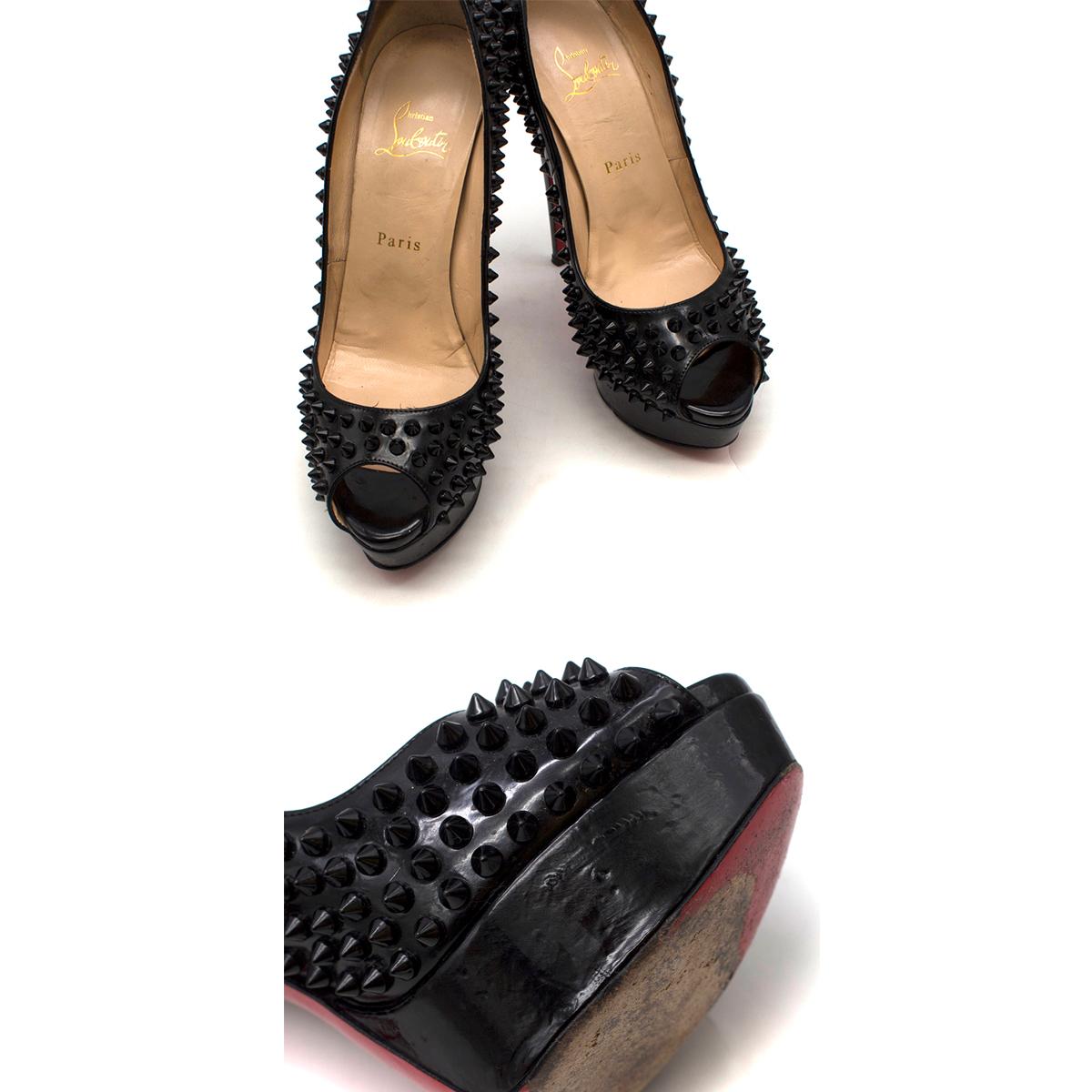 Christian Louboutin Lady Peep Spikes 145mm leather pumps US 8.5 1