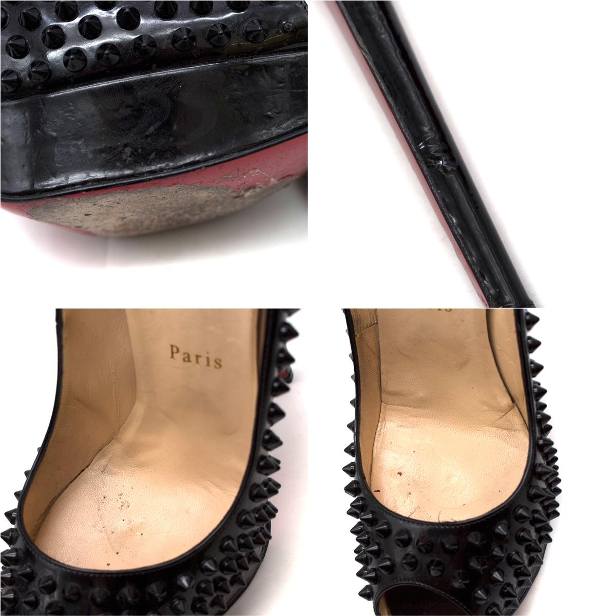 Christian Louboutin Lady Peep Spikes 145mm leather pumps US 8.5 2