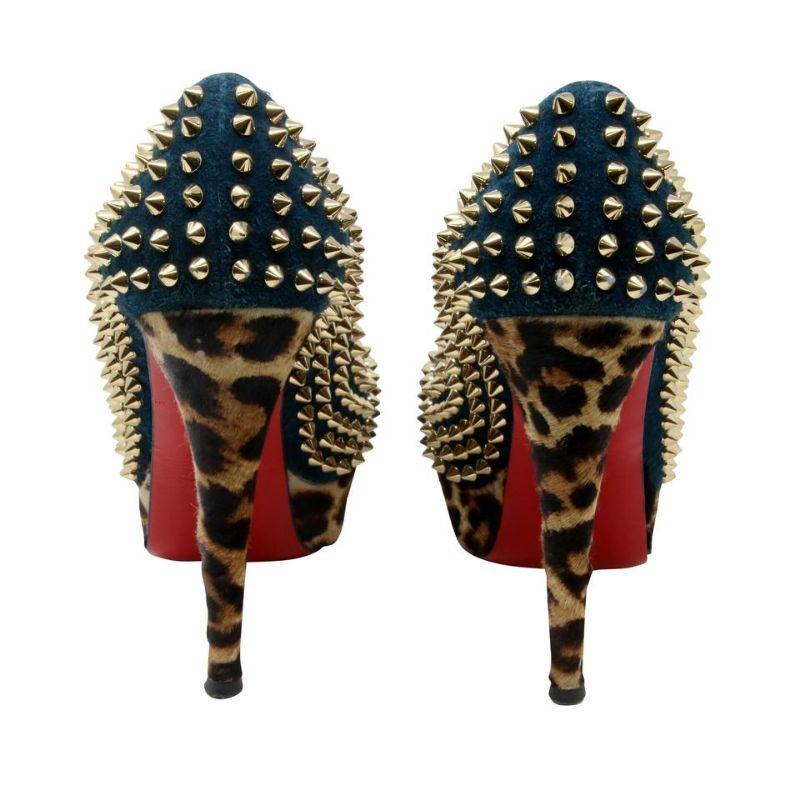 Christian Louboutin Lady Peep Spikes 150 39.5 Pony Hair Pumps CL-1021P-0020 In Good Condition In Downey, CA