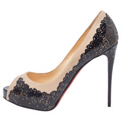 Christian Louboutin Laser Cut and Leather Veramucha Peep Toe Pumps Size 39