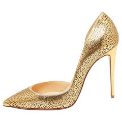 Christian Louboutin Laser Cut Leather and Glitter Galu D'orsay Pumps Size 37
