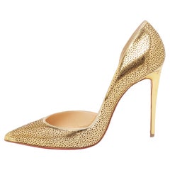 Christian Louboutin Laser Cut Leather and Glitter Galu D'orsay Pumps Size 41