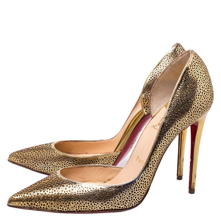 Christian Louboutin Laser Cut Leather Glitter Galu D'orsay Pointed Toe ...