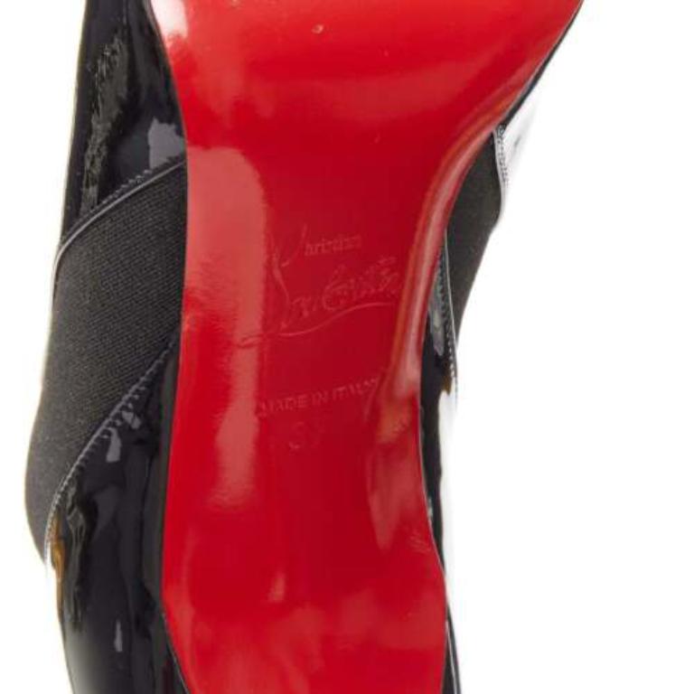 CHRISTIAN LOUBOUTIN Lastoto 80 black patent leather bootie heels EU37 For Sale 5