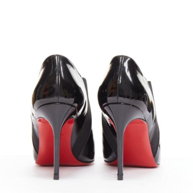 Women's CHRISTIAN LOUBOUTIN Lastoto 80 black patent leather bootie heels EU37 For Sale