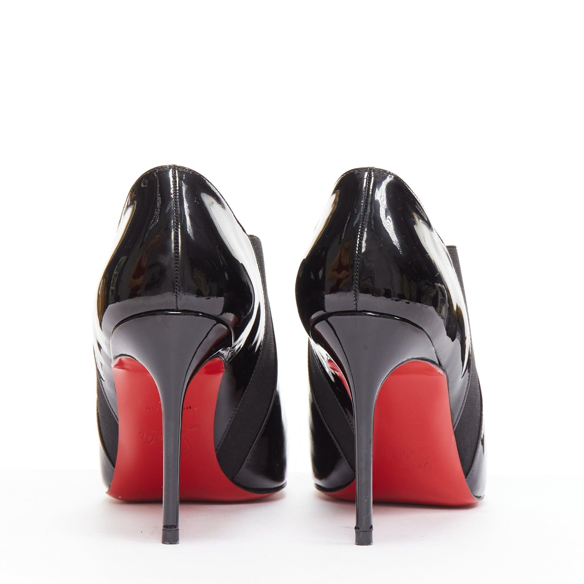 CHRISTIAN LOUBOUTIN Lastoto 80 black patent leather bootie heels EU37 For Sale 1