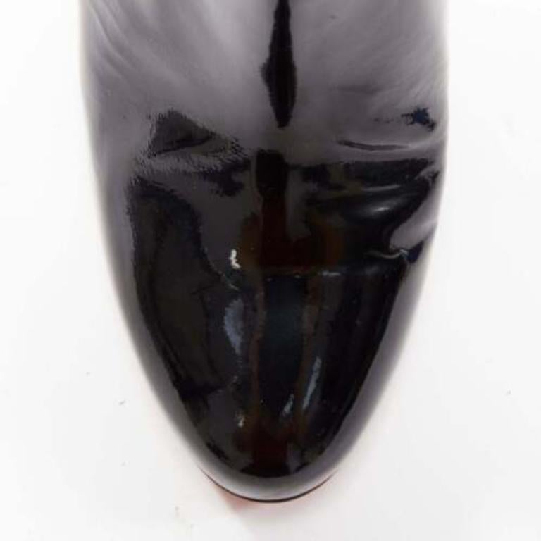 CHRISTIAN LOUBOUTIN Lastoto 80 black patent leather bootie heels EU37 For Sale 1
