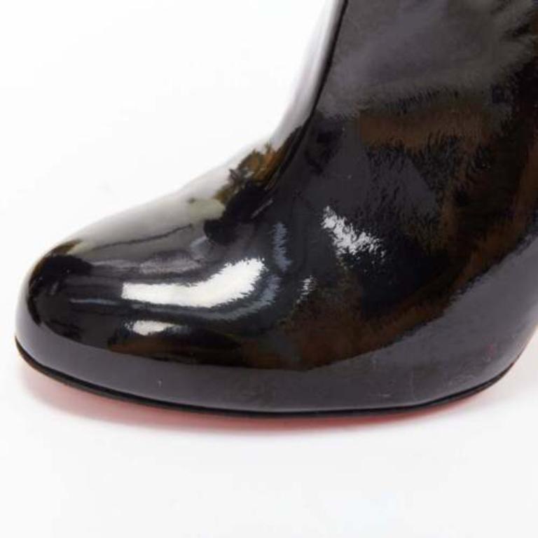 CHRISTIAN LOUBOUTIN Lastoto 80 black patent leather bootie heels EU37 For Sale 2