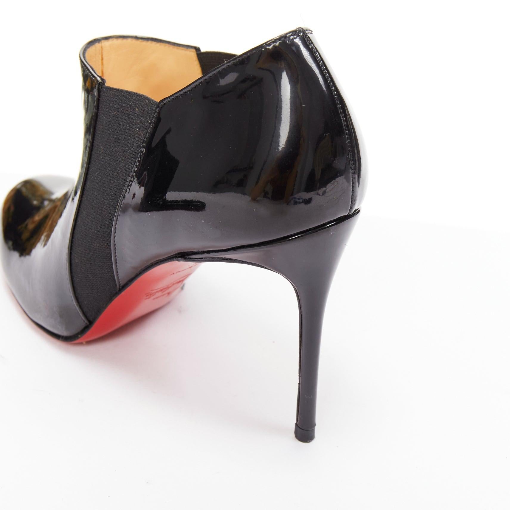 CHRISTIAN LOUBOUTIN Lastoto 80 black patent leather bootie heels EU37 For Sale 4
