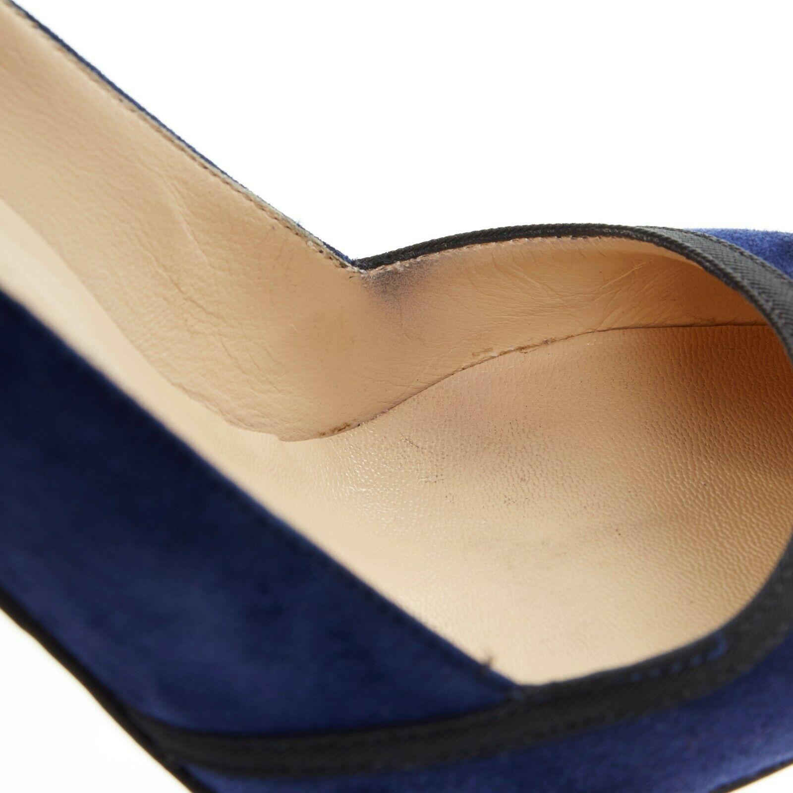 Women's CHRISTIAN LOUBOUTIN Lavalliere 100 blue suede bow detail round toe pump EU36.5