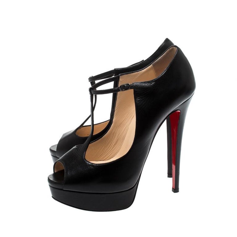 t strap leather heels