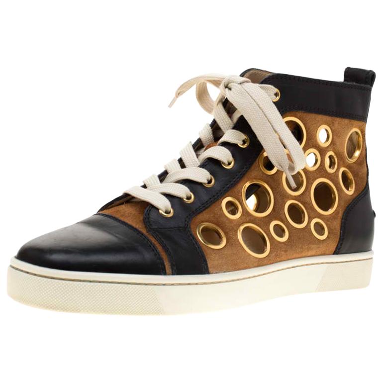 Christian Louboutin Leather And Brown Suede Mika On Stage High Top ...