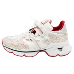 Christian Louboutin Leather and Coarse Glitter Runner Donna Sneakers Size 36.5