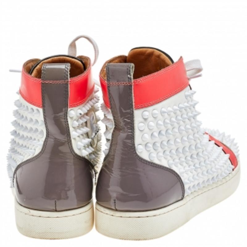 Christian Louboutin Leather And Louis Spikes Lace Up High Top Sneakers Size 43 im Angebot 1