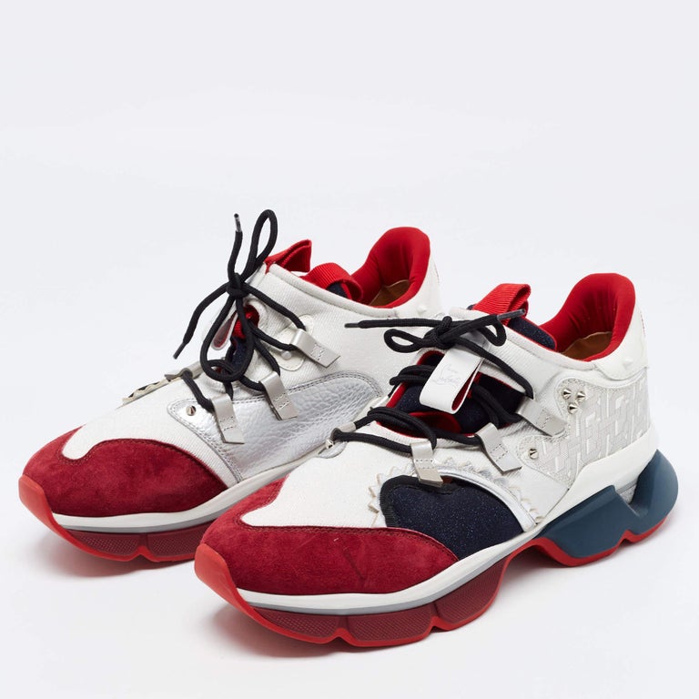 Christian Louboutin Sneakers basse in pelle e tessuto lurex taglia 44,5 in  vendita su 1stDibs