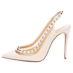 Christian Louboutin Leather and PVC Brigandine Spike Slingback Pumps Size 36