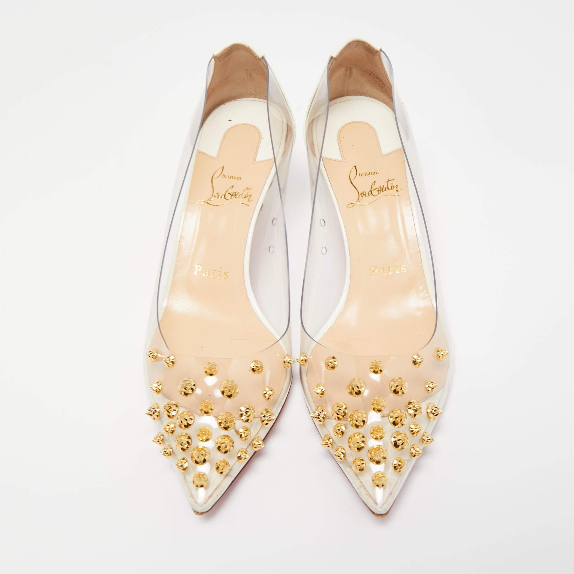 Christian Louboutin Leather And PVC Collaclou Spiked Pointed Toe