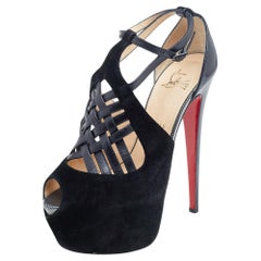 Christian Louboutin Leather And Suede  Strappy Platform Sandal Size 38