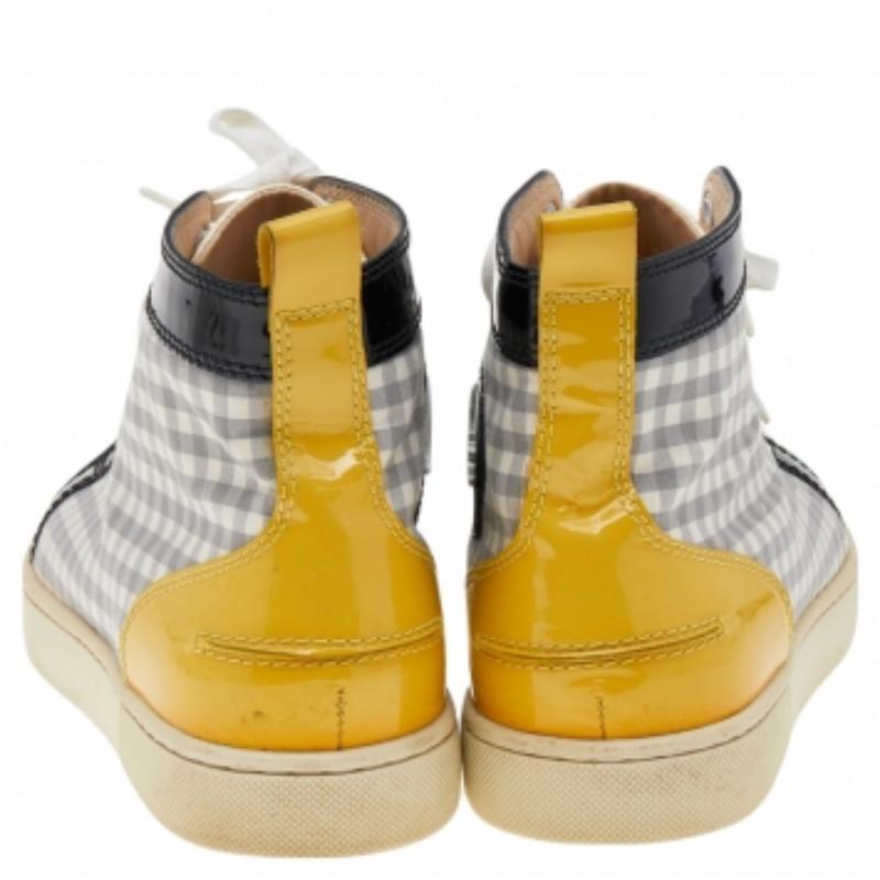 Christian Louboutin Leather and Tartan Louis Flat High Top Sneakers Size 40 im Zustand „Relativ gut“ im Angebot in Dubai, Al Qouz 2