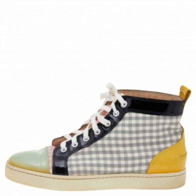 Christian Louboutin Leather and Tartan Louis Flat High Top Sneakers Size 40 im Angebot 1