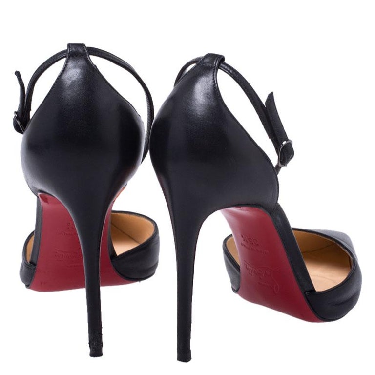 Christian Louboutin Leather Ankle Strap Pointed Toe D&#39;orsay Sandals Size 35.5 For Sale at 1stdibs
