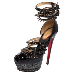 Christian Louboutin Leather Anniversary Isolde Spiked Platform Sandals Size 37.5