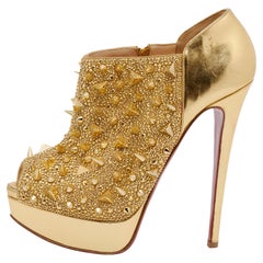 Christian Louboutin in pelle Bridget's Back Spike Peep Toe Booties Taglia 38.5