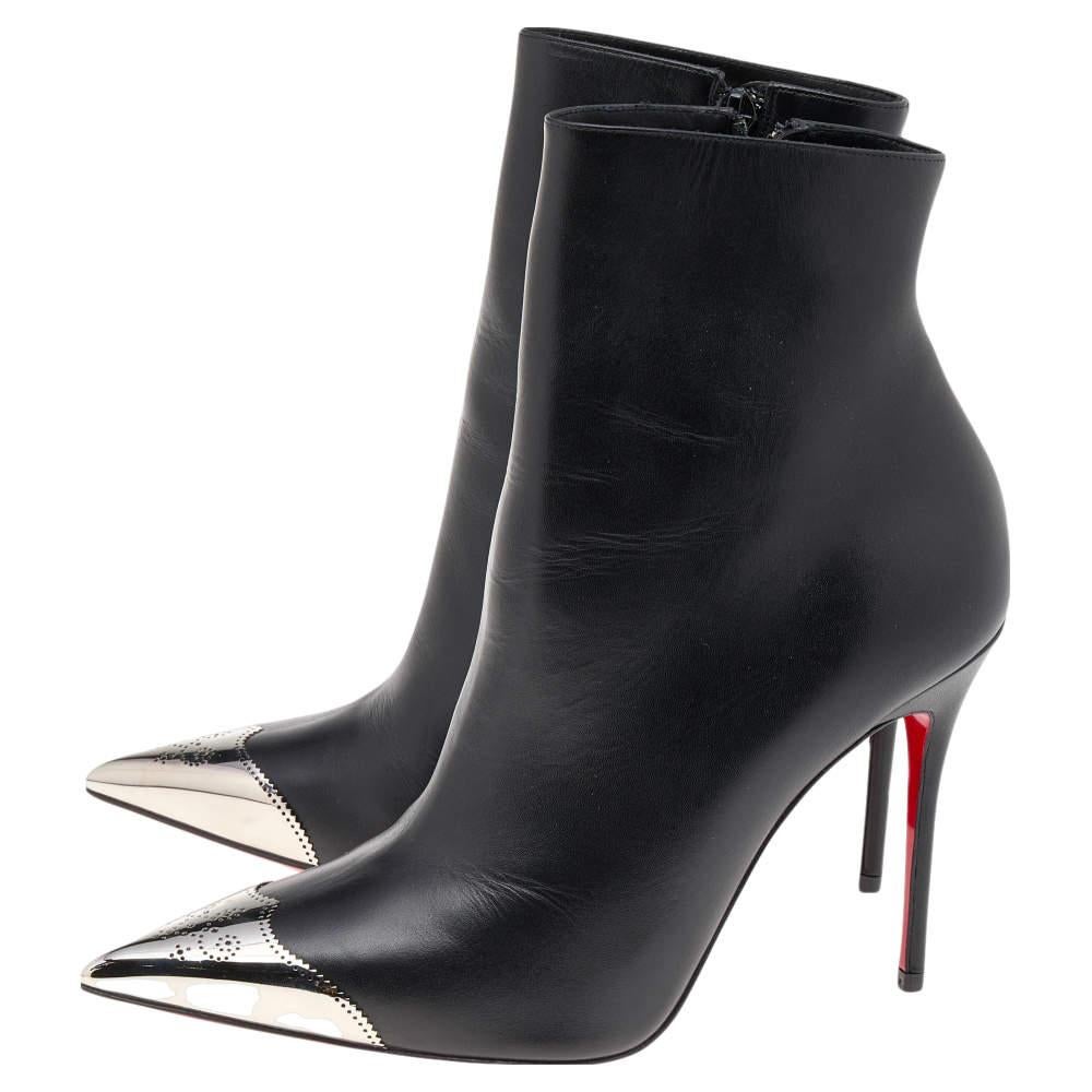 Christian Louboutin Leather Calamijane Pointed Toe Ankle Length Boots Size 37.5 For Sale 1