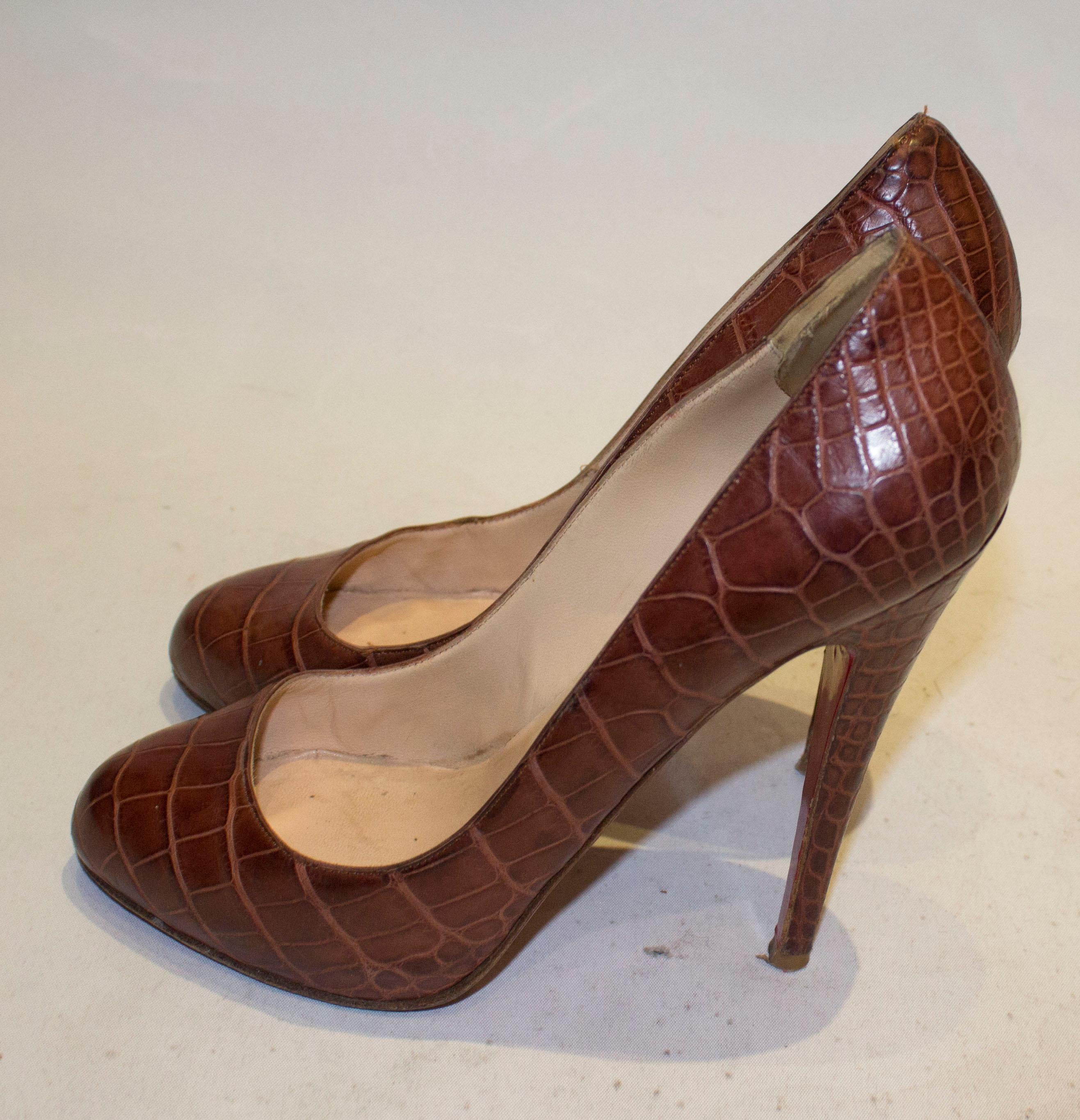 tan croc heels