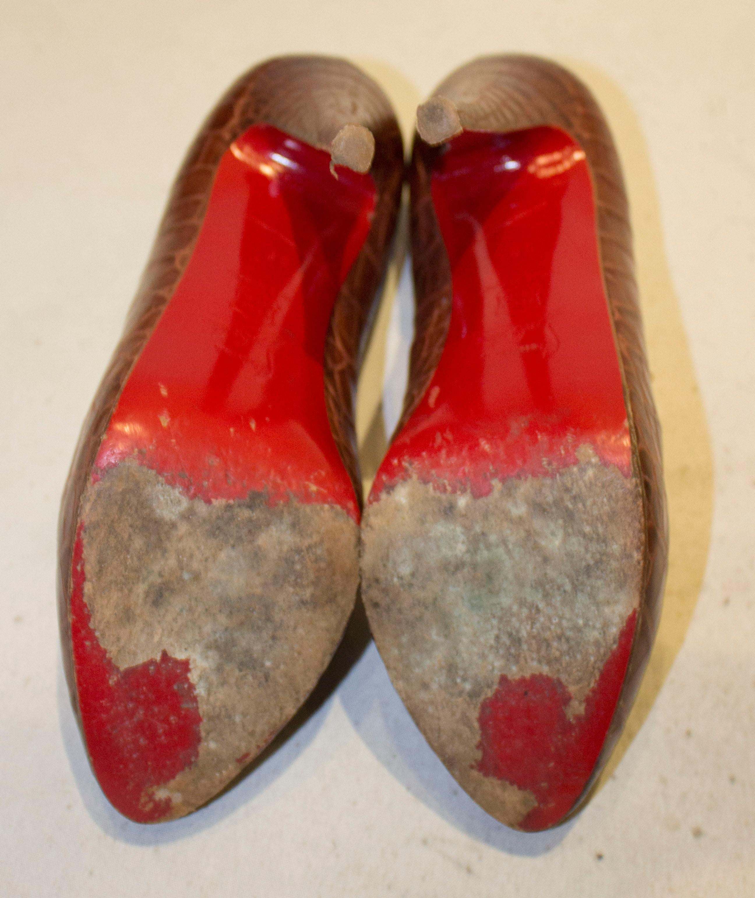 Christian Louboutin Leather Croc Effect Shoes In Good Condition In London, GB