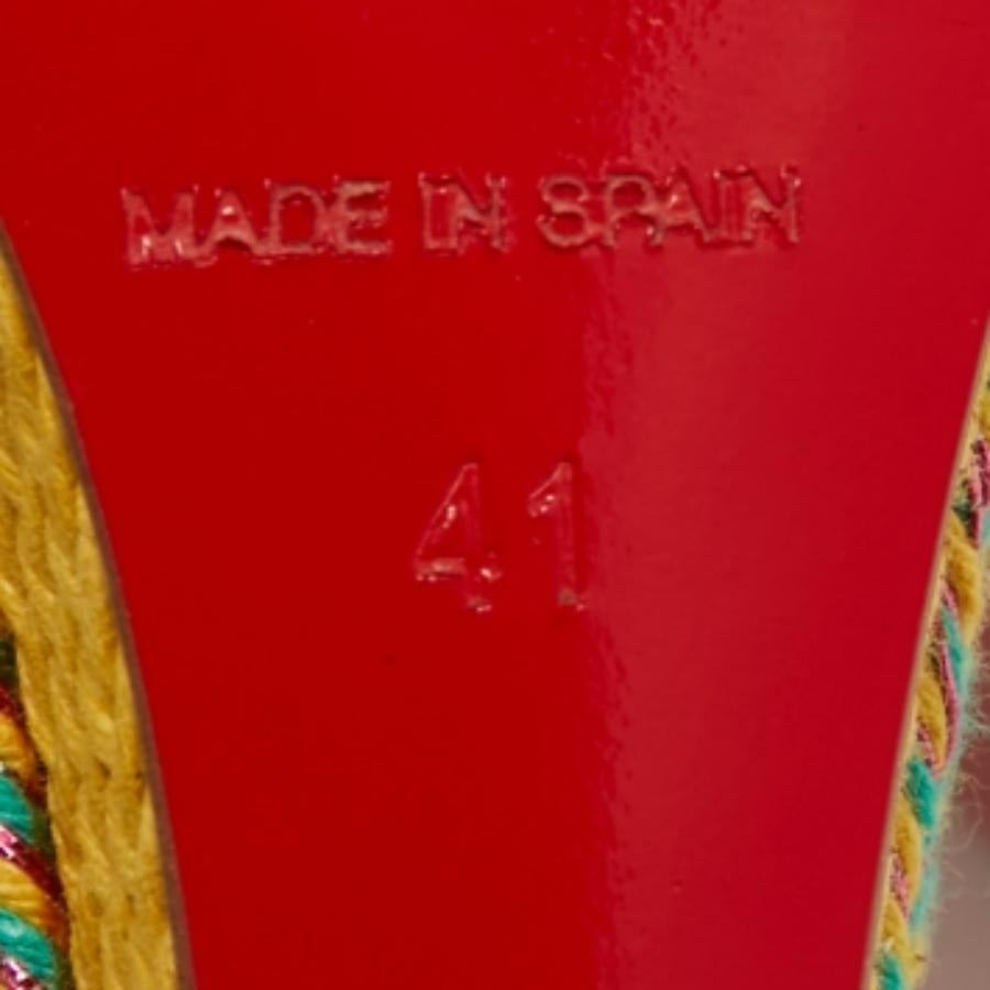 Christian Louboutin Espadrille en cuir Sandales à talons compensés Taille 41 Pour femmes en vente